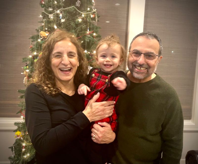 Mia with Her Grandparents on Christmas