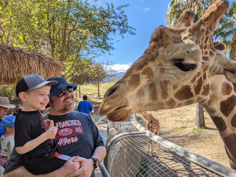 Josh & JJ Feeding a Giraffe