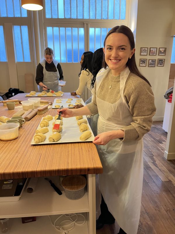 Chloe Making Chocolate Croissants in Paris