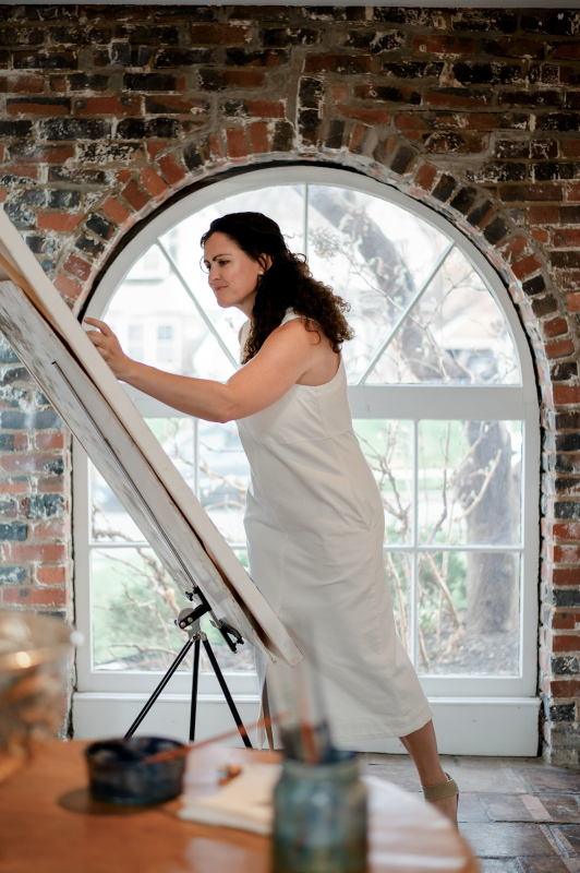 Abbie Painting in Her Studio